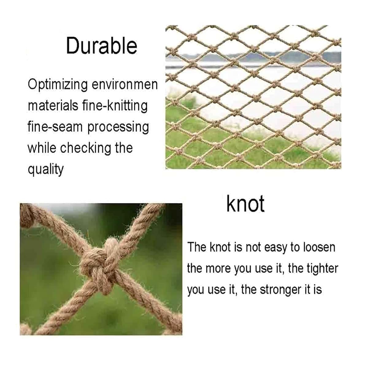 Hynet Rope Net for Kids, Safety Protective Net Heavy Duty Hemp Rope Cargo Net Outdoor Swingset Playground Climbing Net (photo 3)