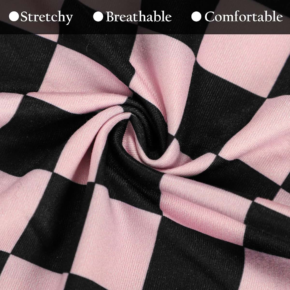 DILIMI Nursing Pillow Cover – Stretchy Removable Slipcover, Black Pink Checkered