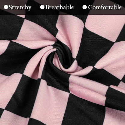 DILIMI Nursing Pillow Cover – Stretchy Removable Slipcover, Black Pink Checkered