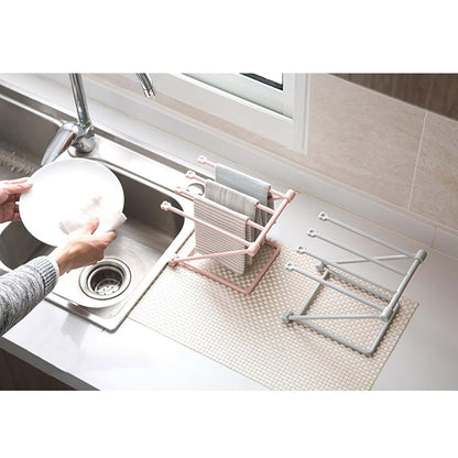 SUNGOOYUE Clothes Drying Rack, PP Folding Towel Drying Rack with Vertical Washcloth Holder, Portable Dish Cloth Storage
