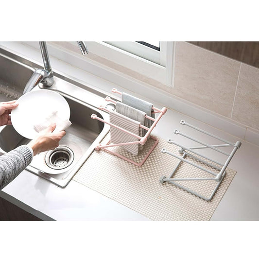 SUNGOOYUE Clothes Drying Rack, PP Folding Towel Drying Rack with Vertical Washcloth Holder, Portable Dish Cloth Storage