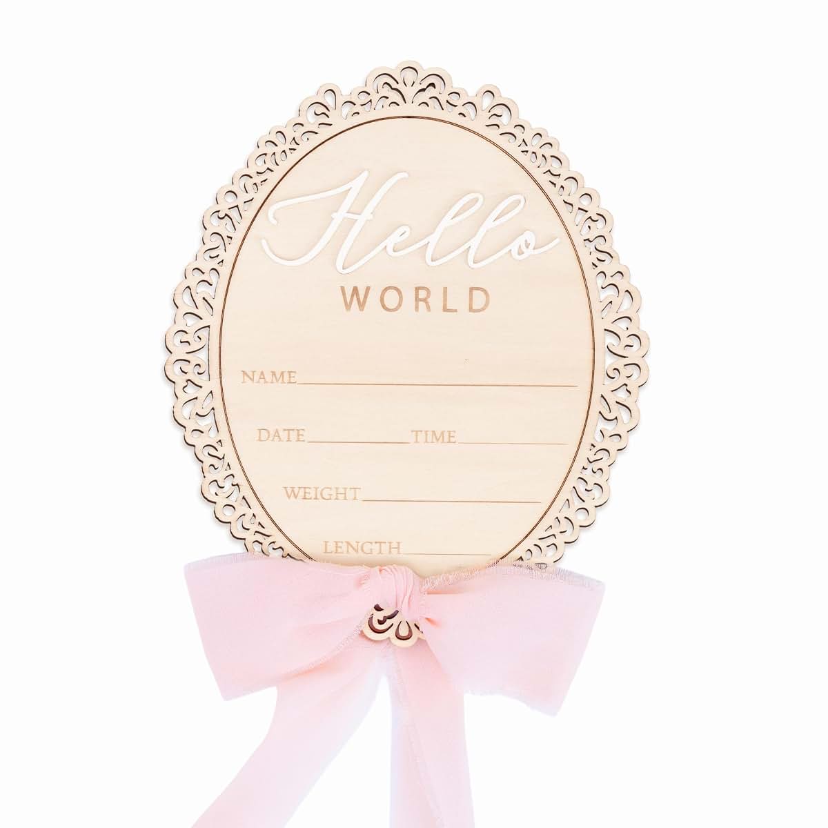 Nishiduong Wooden Hello World Baby Announcement Sign