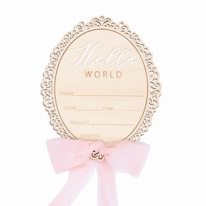 Nishiduong Wooden Hello World Baby Announcement Sign