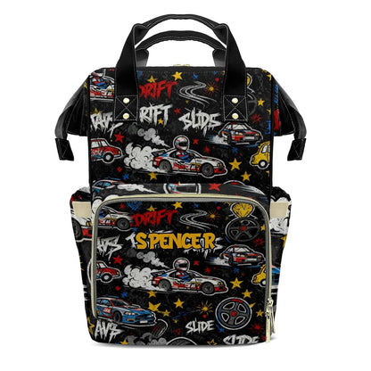 YallLocoMo Personalized Diaper Bag Backpack Gift Race Cars Star Ultimate Nappy Bag: Spacious, Waterproof & Perfect for