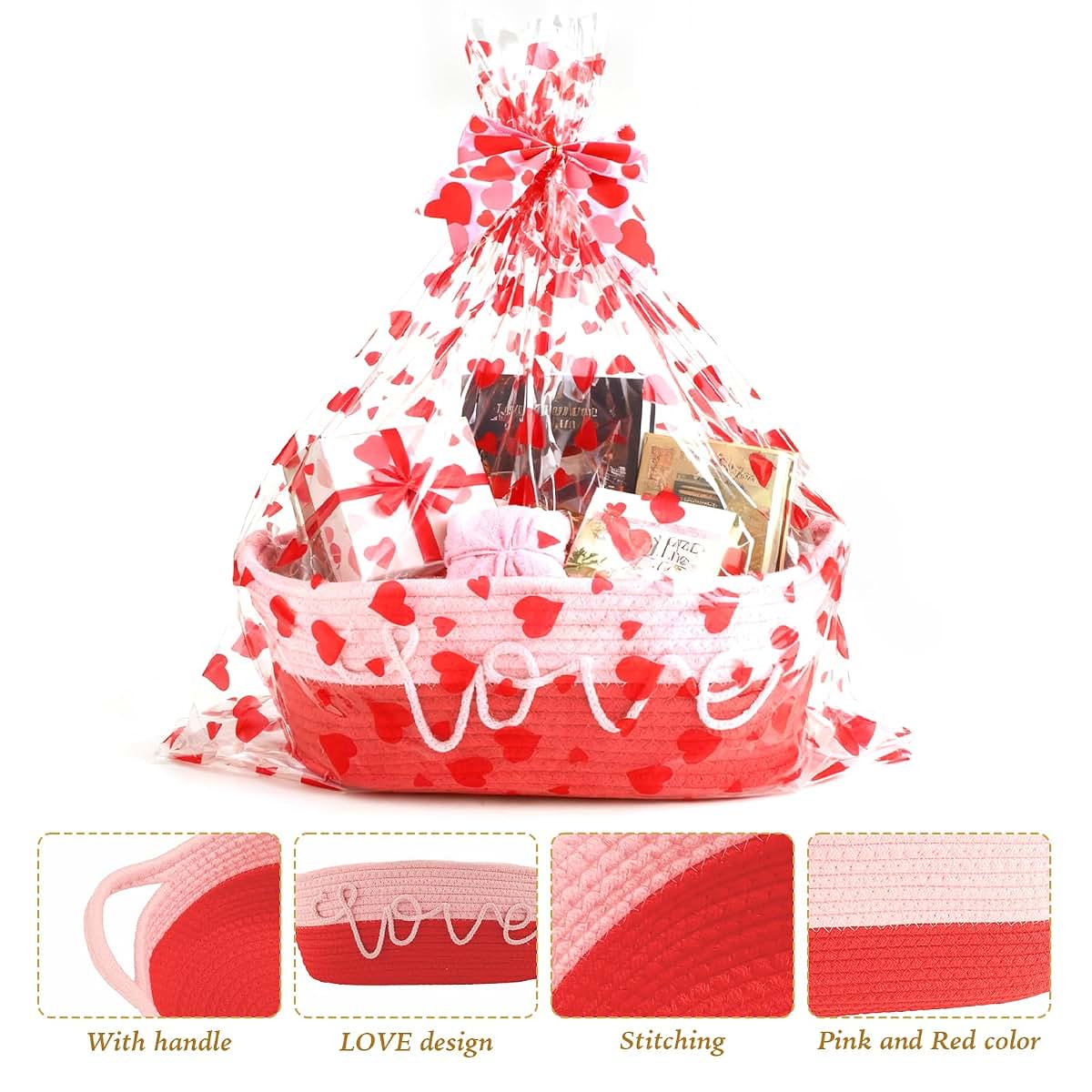 Liengoron Woven Gift Basket with Gift Bag and Bow Tie for Baby Showers (photo 3)
