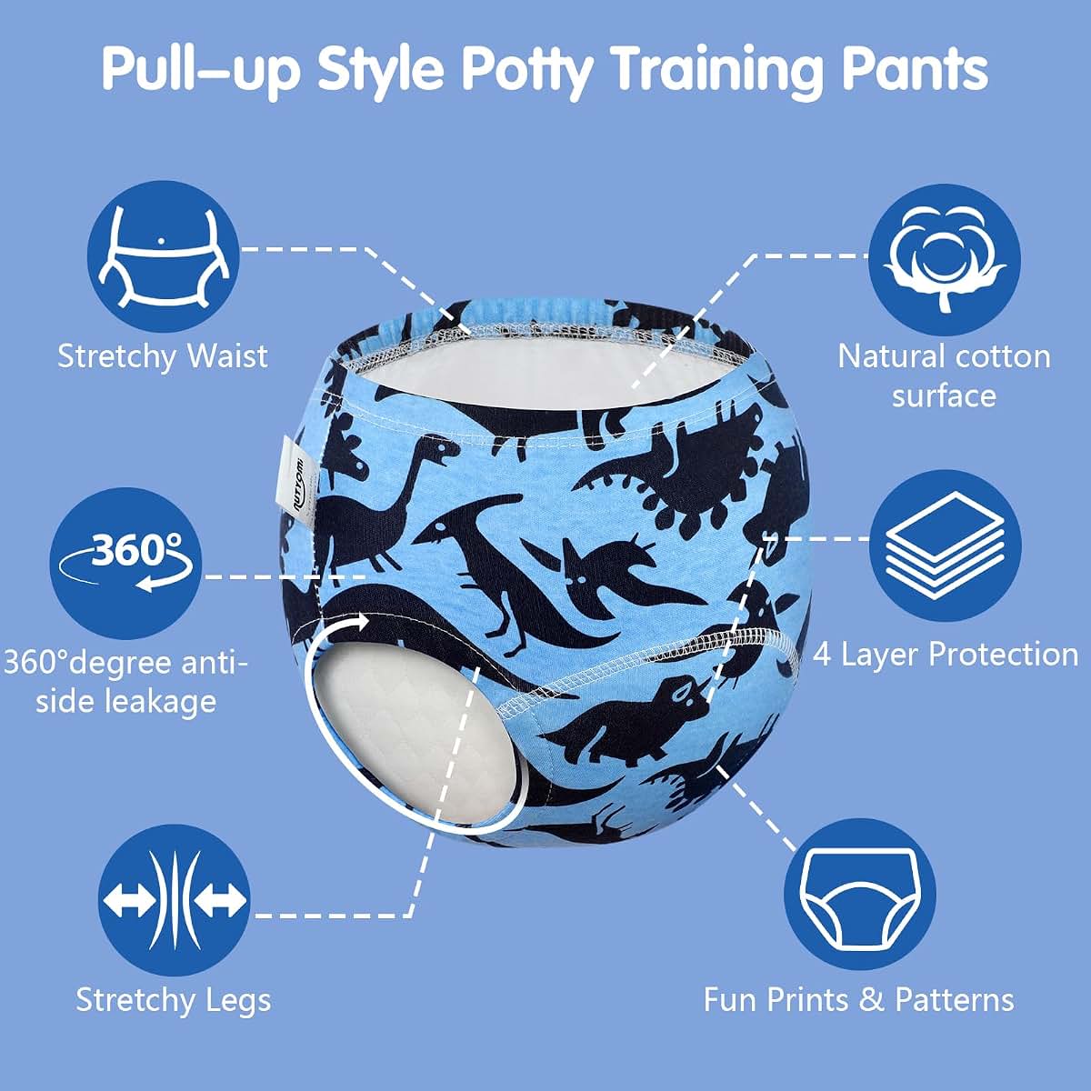 Nutyomi Baby Cotton Training Pants 6 Packs 2T-5T