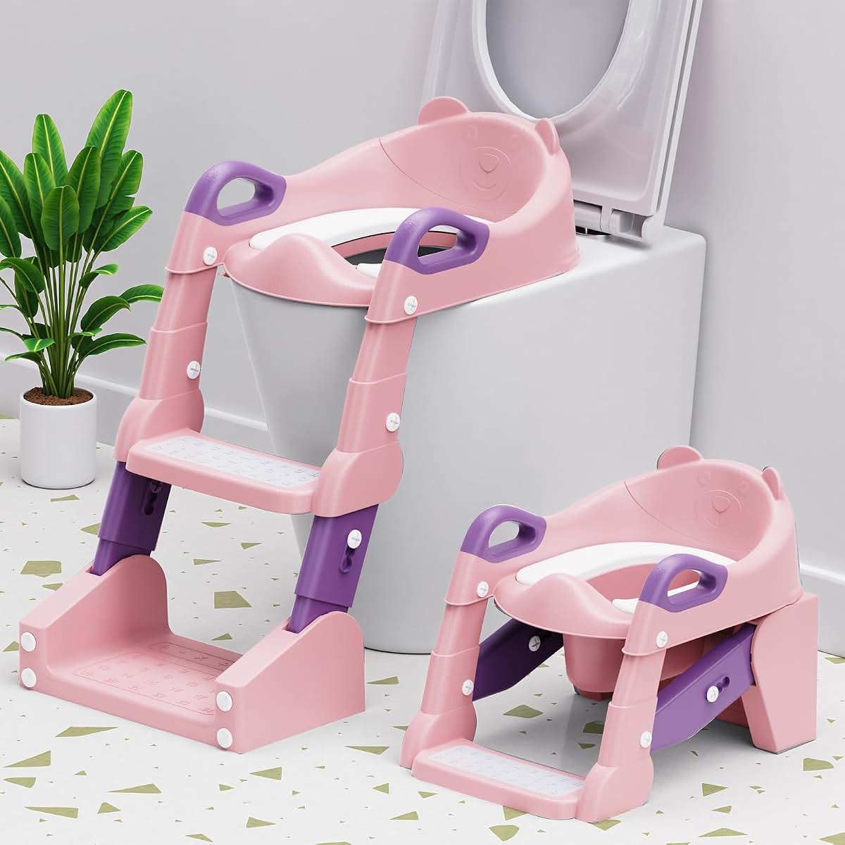 BabyOneStop 3-In-1 Toddler Potty Training Seat With Step Stool Ladder