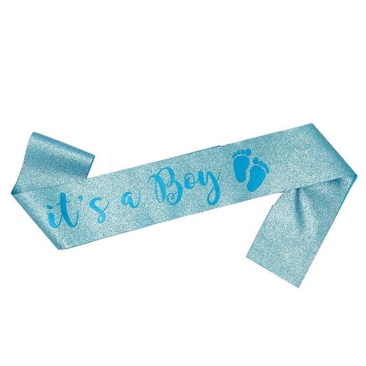 OMISS Blue Glitter Sash It's a Boy for a Sparkling Baby Shower