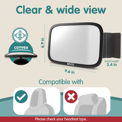 Onco Fixed Headrest Baby Car Mirror - Tesla Compatible