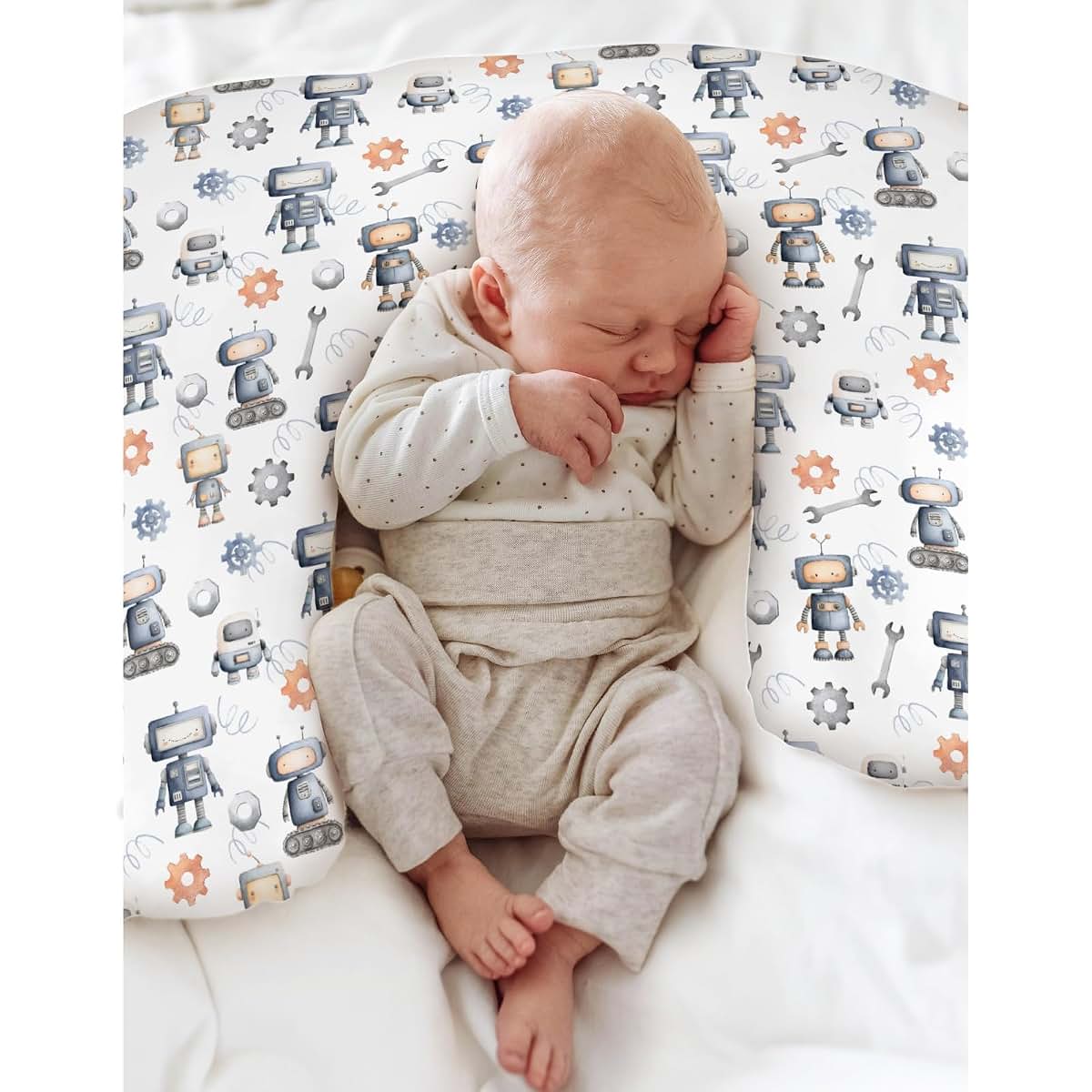 Watercolor Robots Nursing Pillow Cover for Nursery Support