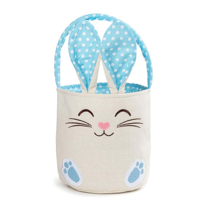 Personalized Planet Personalized Bunny Ears Bucket Bag with Custom Name | Blue Polka Dot Liner Easter Bag with Handle (photo 4)