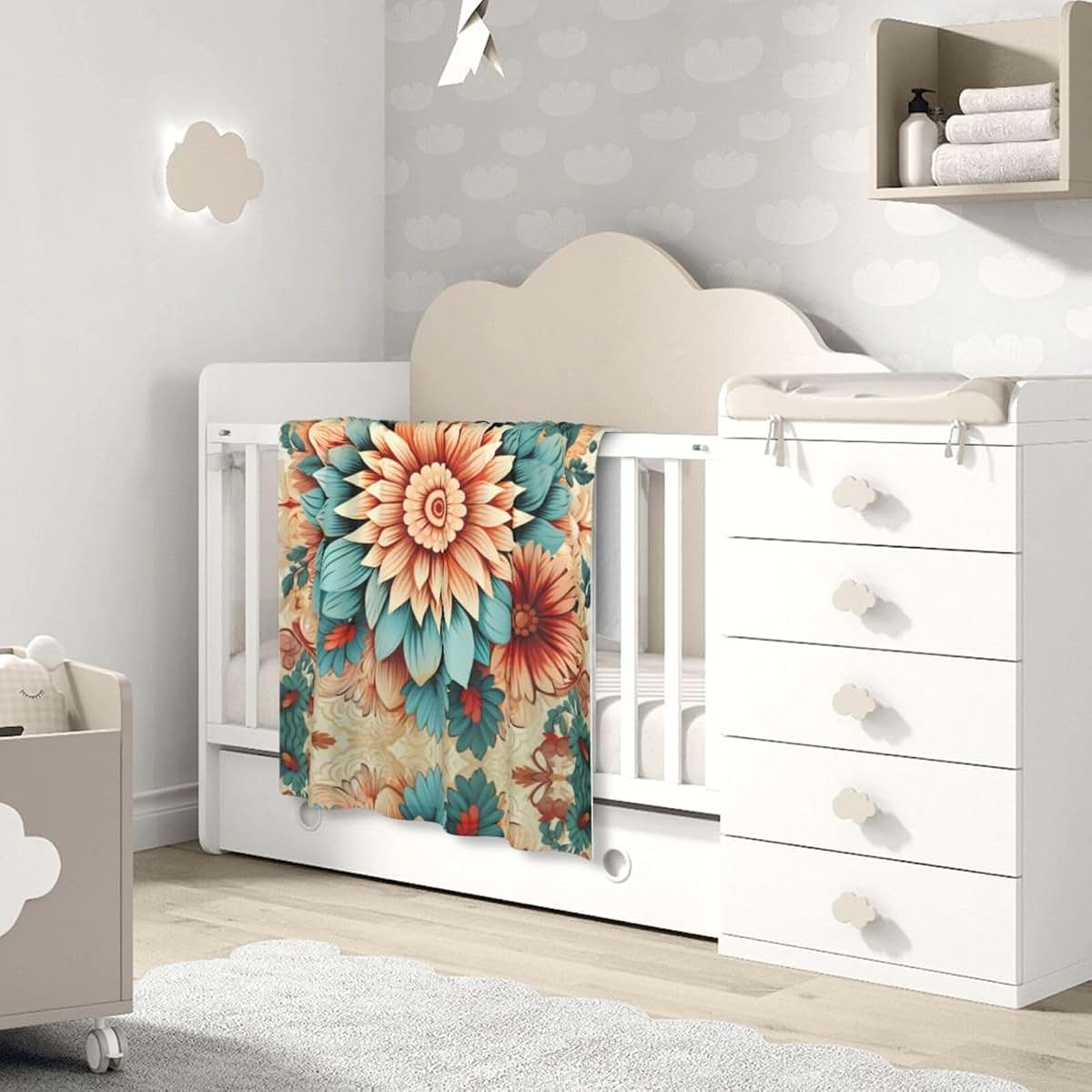 WBQLSL Dahlia Pattern Baby Blanket 30"x40" Crib nap Blanket Newborn Gift