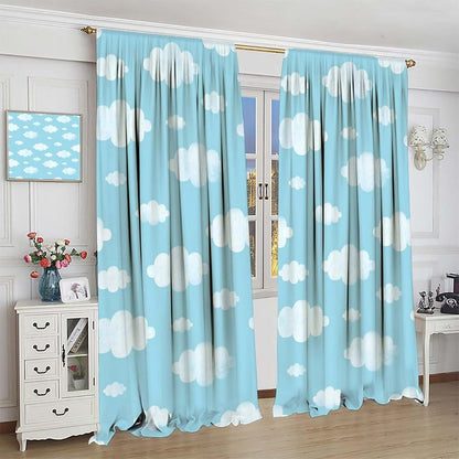 Phtayot Kawaii Clouds Curtain Set | Cute Sky Print Window Decor