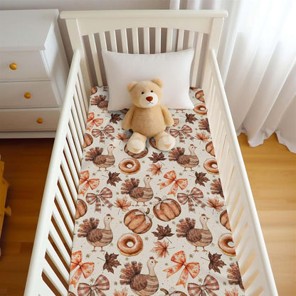 Wicbfdfv Crib Sheet With Thanksgiving Turkey Pattern (photo 4)