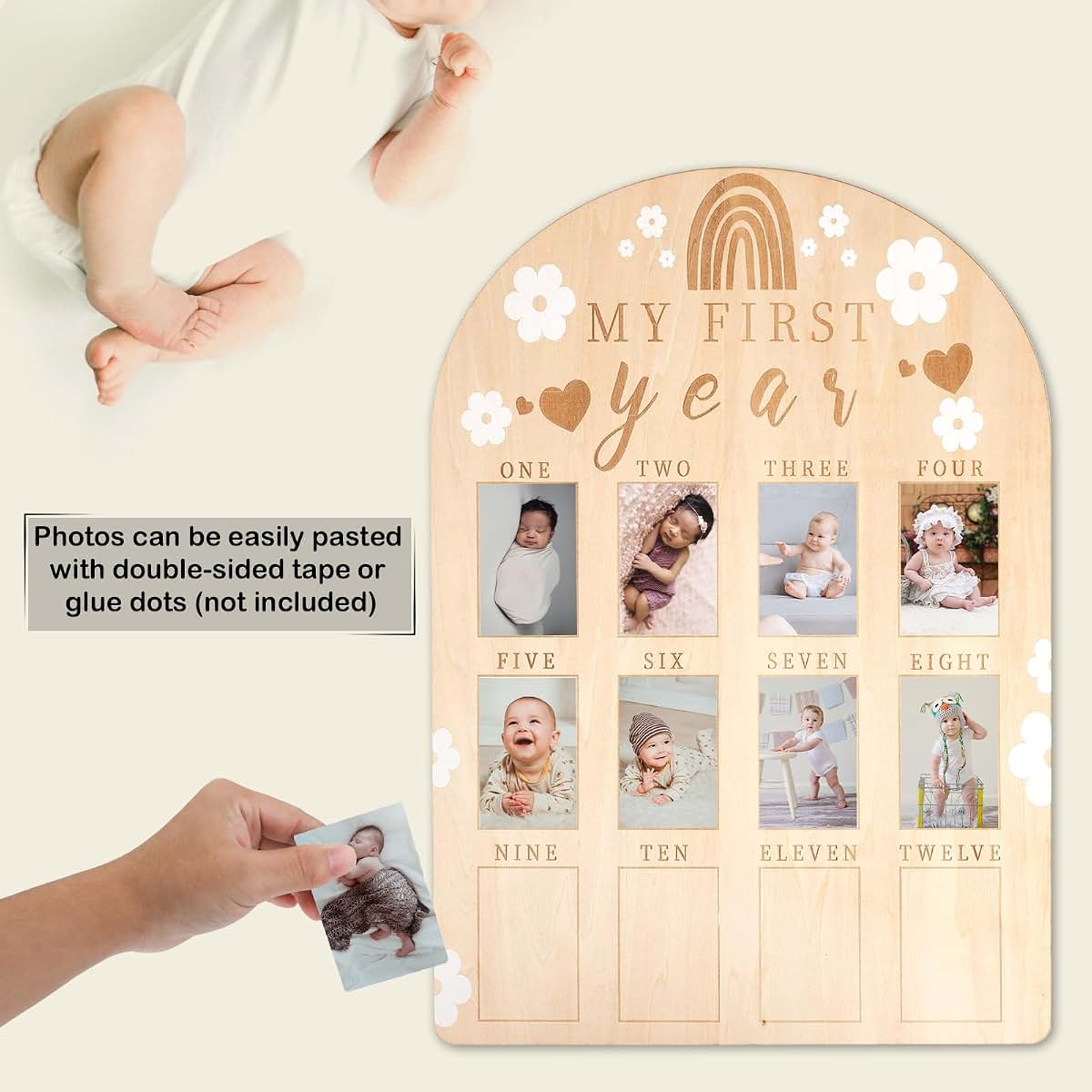 First Year Milestone Photo Display Board for Nursery Decor