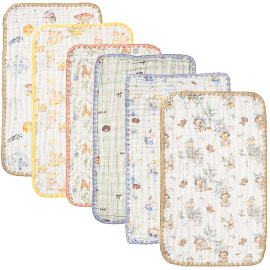 Muyoka 6 Pack Muslin Burp Cloths – Soft Cotton Baby Burp Rag, Large 20 x 12 Inches