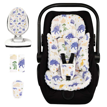 Man Fai Sky Infant Car Seat Insert with 3 Strap Covers, Soft Car Seat Head Support for Baby Girls, Plush Fabric Newborn