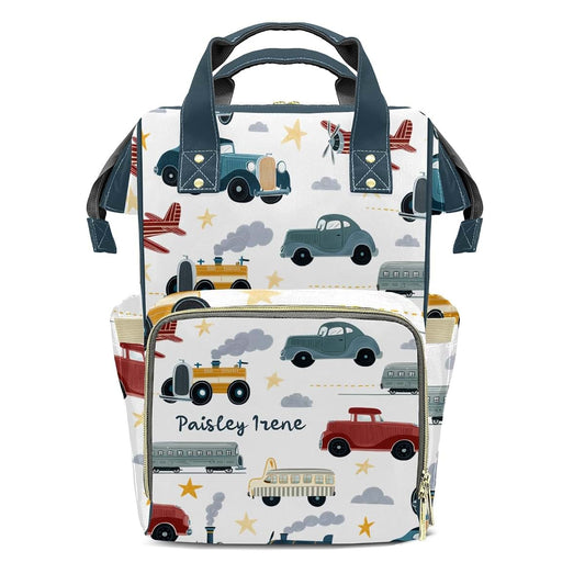 YallLocoMo Custom Diaper Bag Backpack for Girls Boys Kids Car Airplane Train Gift the Best: Spacious Waterproof Nappy