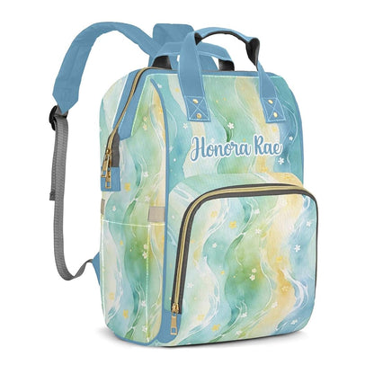 Joyestore Personalized Water Little Flower Custom Mom Bag with Name,Dad and Mom Diaper Backpack for Baby Boys (photo 2)