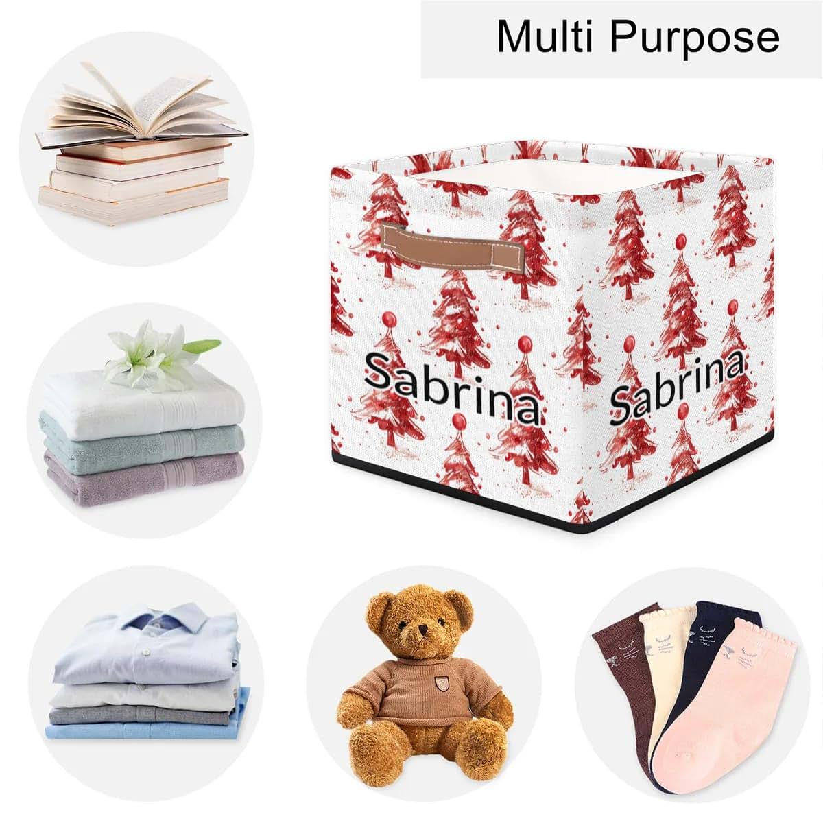Voloreju Custom Storage Bin Baskets Personalized Cute Pattern Christmas Gifts Basket Nursery Laundry Bin for Organizing (photo 4)