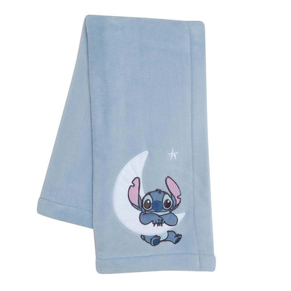 Disney Stitch Blue Fleece Appliqued Baby Blanket