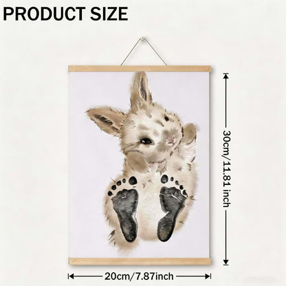 Fivveor Footprint Keepsake Frame, Rabbit Design, Handprint and Paw Print Memory Display