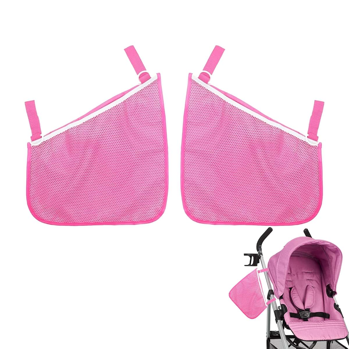 BabyOneStop 2 Pack Side Sling Stroller Cargo Net, Pink Universal Organizer Bag