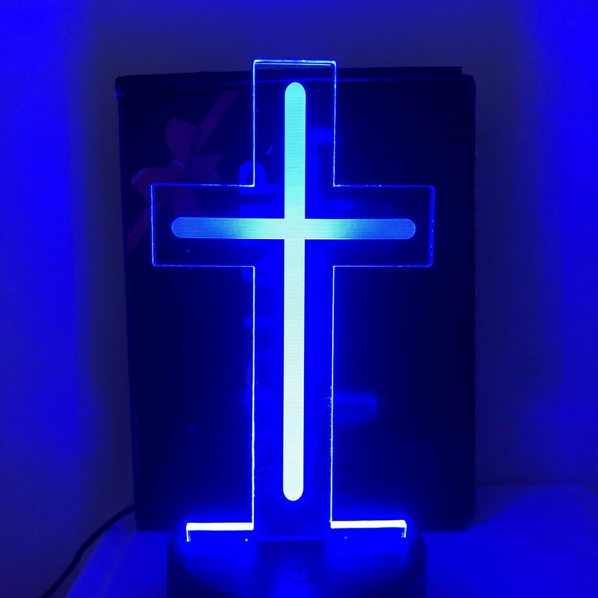 TIGDNP Christian Cross Night Light 3D Visible Acrylic Plate LED Lamp, Valentine's Day Cute Rabbit Animal Night Light (photo 4)