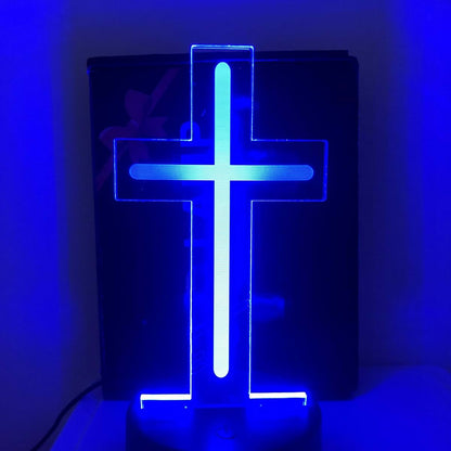 TIGDNP Christian Cross Night Light 3D Visible Acrylic Plate LED Lamp, Valentine's Day Cute Rabbit Animal Night Light (photo 4)