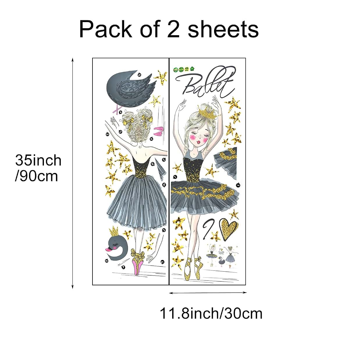 Pinenjoy Ballet Dancing Girl Wall Decals Removable Vinyl Stickers