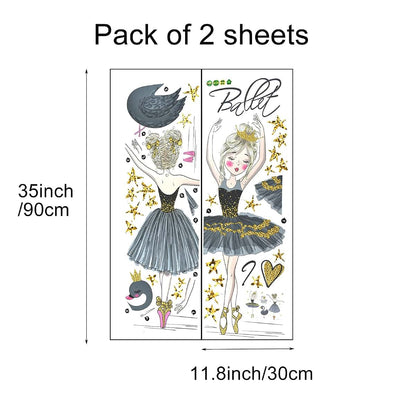 Pinenjoy Ballet Dancing Girl Wall Decals Removable Vinyl Stickers
