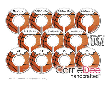 CarrieDee Handcrafted Baby Closet Dividers Set Of 11 Basketball Sports Nursery (photo 3)