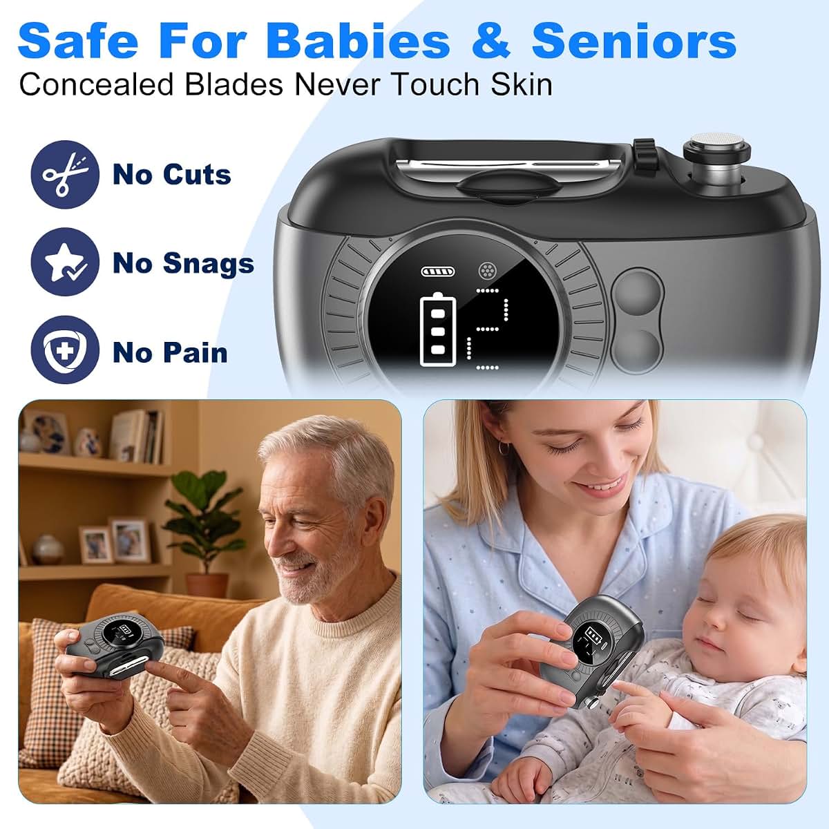 CINQALETHE Electric Nail Clipper,Automatic Nail Trimmer for Baby, Adults & Seniors (photo 3)