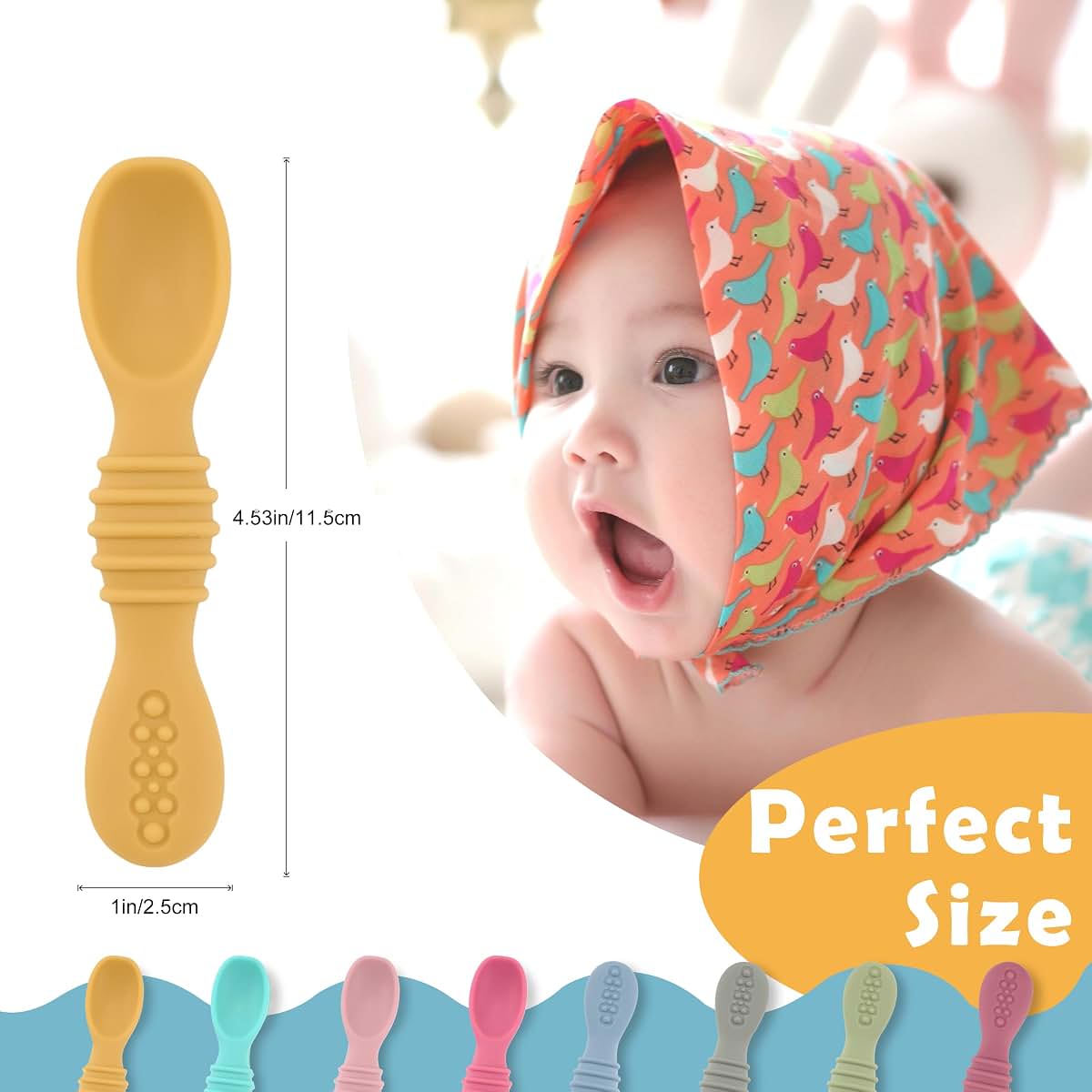 Silicone Self-Feeding Spoon Set for Babies (8 Pieces)