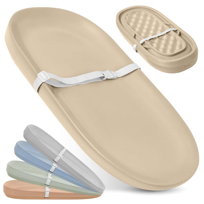 Jool Baby Waterproof Changing Pad - Wipe-Clean Foam Cushion with Safety Strap, Oatmeal