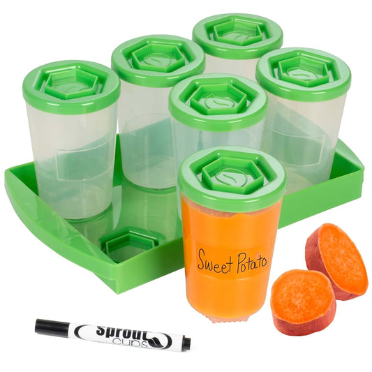 Sprout Cups Baby Food Storage Containers with Write What You Want Lids, 6 PK, 4oz Each