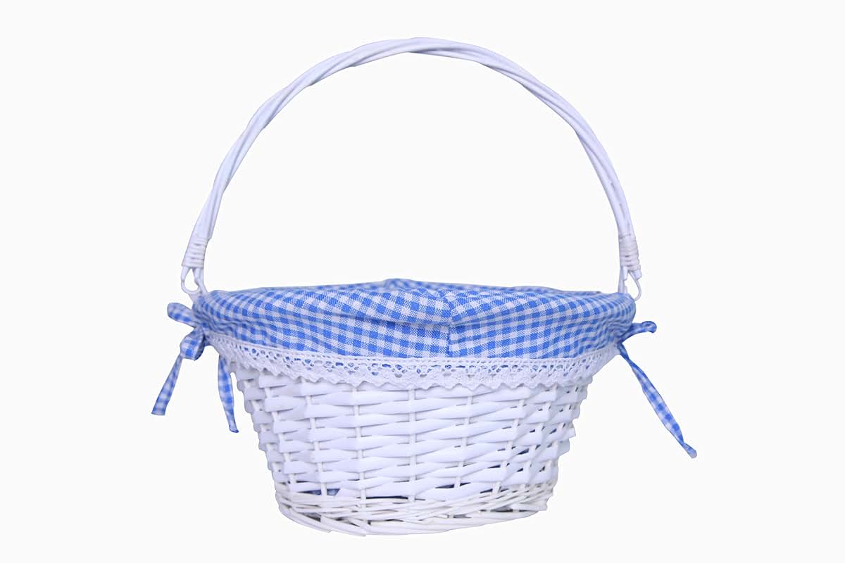 KRZIL Oypeip Easter Basket Gift Basket Oval Willow Round Wicker Storage Basket With One Drop Down Handle Easter Baskets