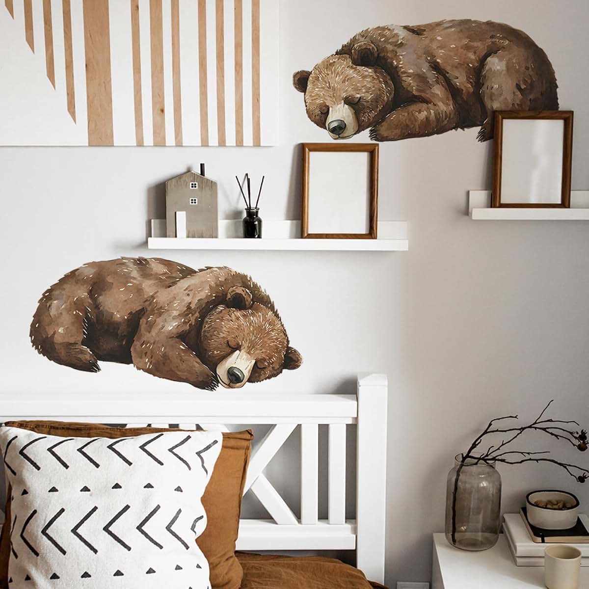 Achang Watercolor Sleeping Brown Bears Wall Decals Set (photo 3)