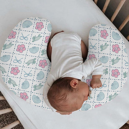 Selgkds Boho Sea Turtles Nursing Pillow Cover Blue Seashells Polyester Zipper Slipcover