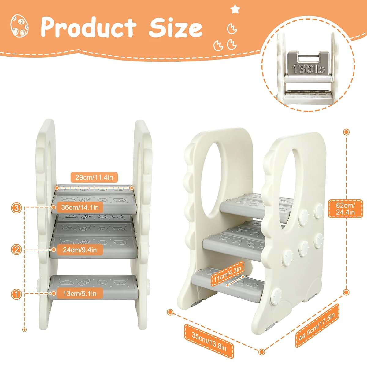 BIGOU Toddler Step Stool for Bathroom Sink, Adjustable 3 Step Stool for Kids | Toilet Stool Potty Training, Kitchen (photo 4)
