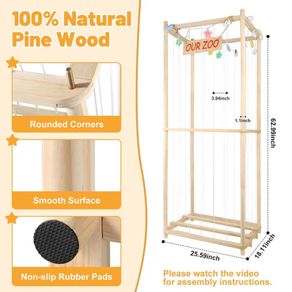 Warmmwwood Stuffed Animal Storage, XXL Natural Pine Wood Toy Holder (photo 2)