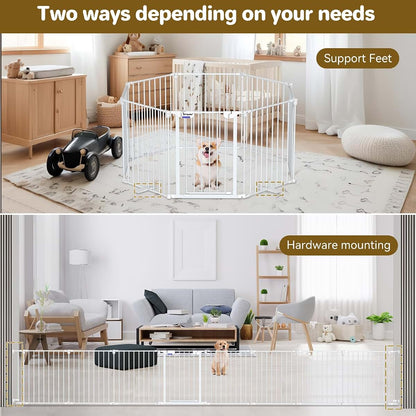 Kfvigoho Extra-Wide Dog Gate and Playpen, White