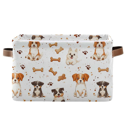 CWUPZAY Cartoon Dogs Toy Storage Basket Canvas Fabric Organizer