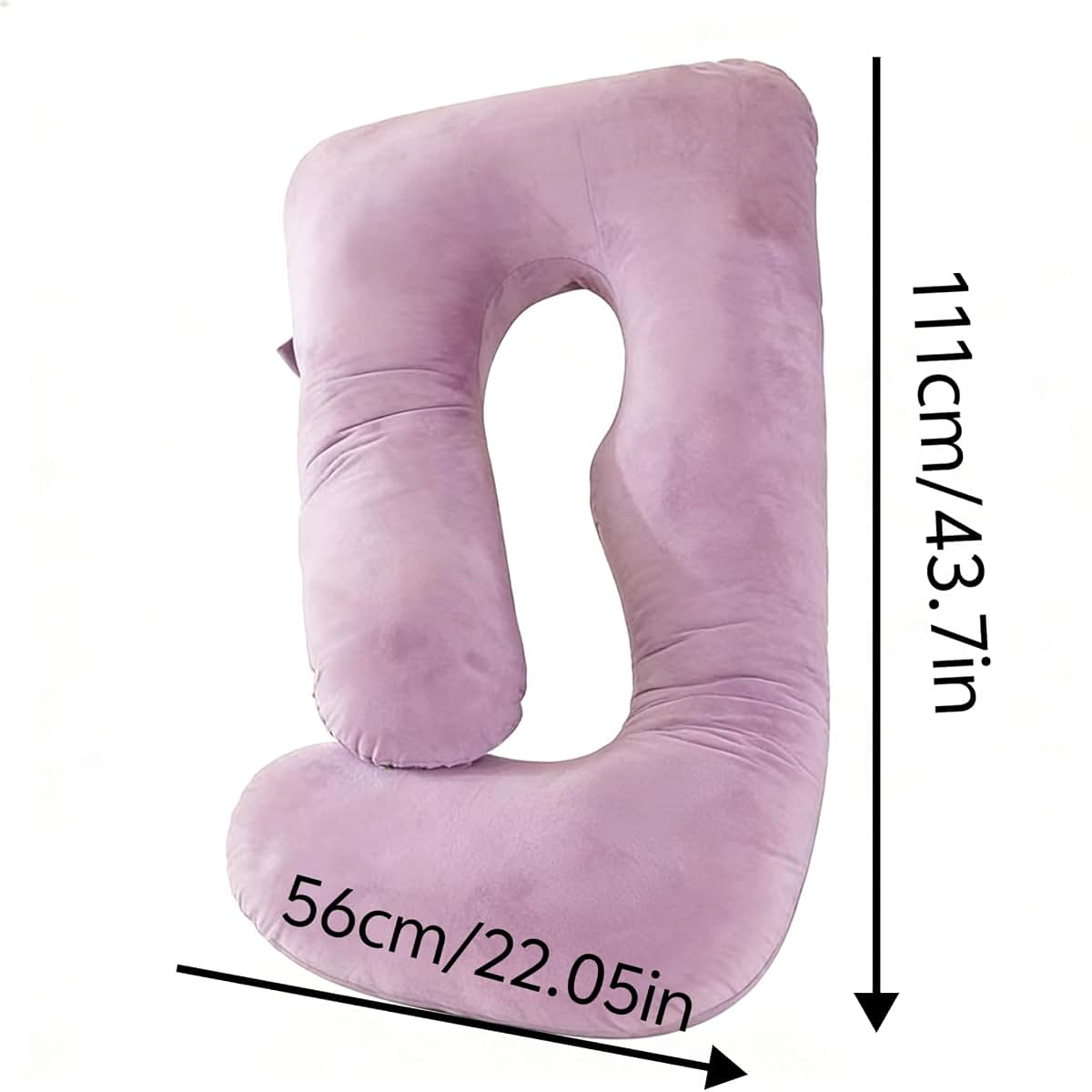 Wndy's Dream J-Shaped Maternity Pillow with Removable Cover, Grey