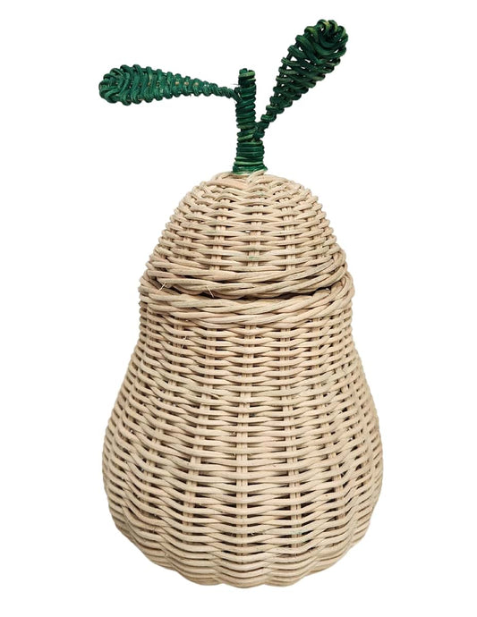 WorldBazzar Handmade Rattan Weave PEAR FRUIT Teacher Gift Kids Room Nest Basket Wicker Bin Storage Boho Nursery Shelf