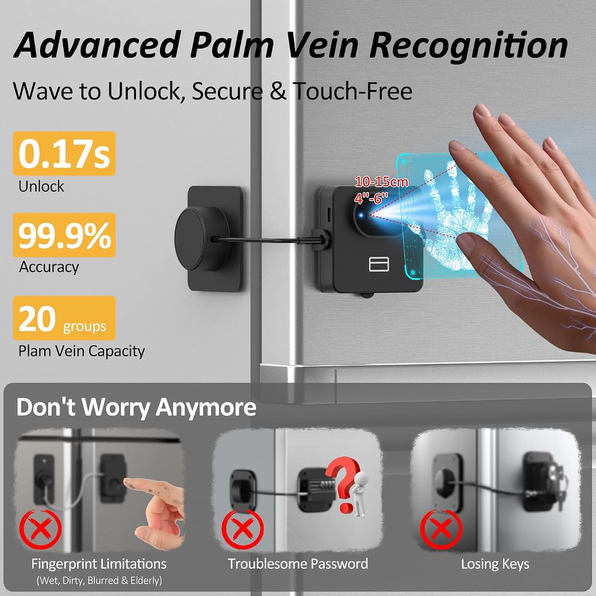 Eseesmart Palm Vein Refrigerator Lock With App Control And RFID (photo 2)