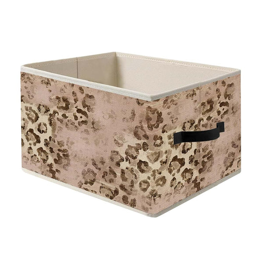 Fitie Pink Cheetah Print Foldable Storage Bin With Handles