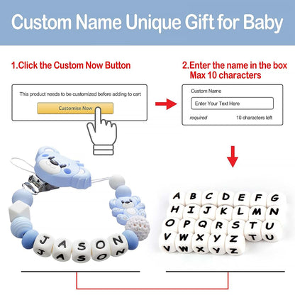 Joie Home Personalized Pacifier Clip With Name, Pink Elephant (photo 2)