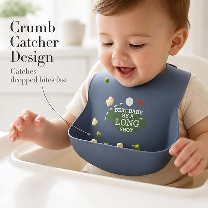 Mud Pie Silicone Baby Golf Bib and Rattle Set for Mealtime Play