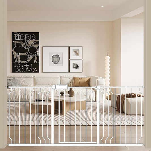 Allaibb Extra Wide Pressure Mounted Baby Gate 66.93-71.65 Inch White